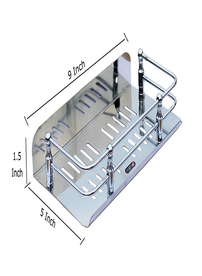 ستون رف متعدد الأغراض من الفولاذ المقاوم للصدأ من ستون للحمام والمطبخ / أرفف / منظم / رف / ملحقات الحمام - يُثبت على الحائط (9 × 5 بوصات) - Image 2